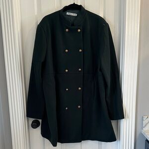Chic Soul Forest Green Double-Breasted Pea Coat